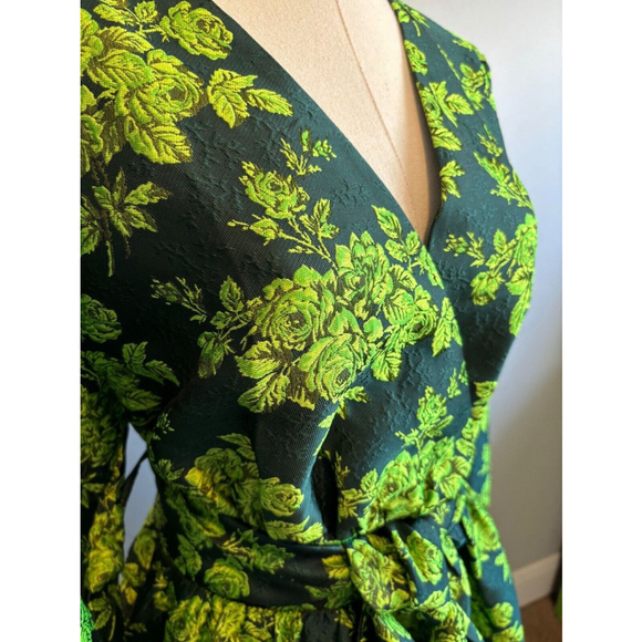 Y.A.S. Bowlow, Women's, Jacquard, Long Sleeve, Mini Dress, Floral Green, SZ L - Picture 4 of 10